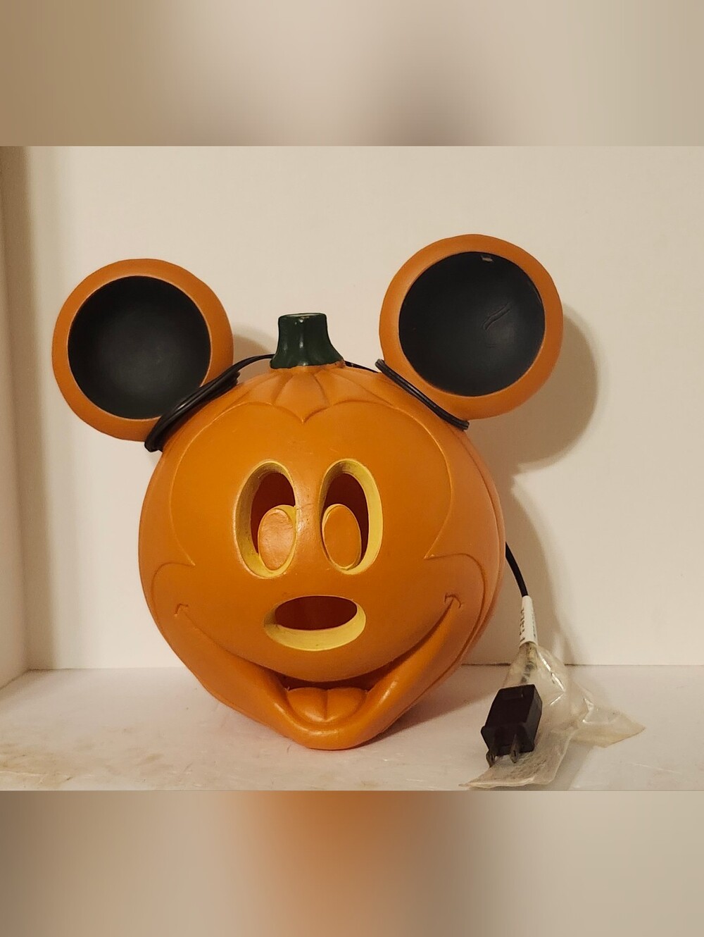 Disney Orange and Black Mickey Pumpkin Light-Up Decor